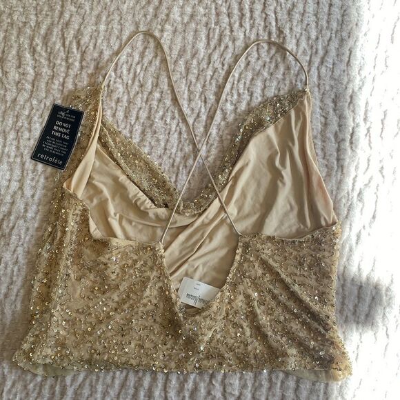 Gold Sequin Women's Top - Picture 2 of 6